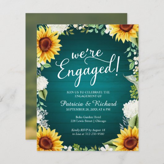 Papier Nous sommes engagés Rustic Engagement Party Invita (Devant / Derrière)