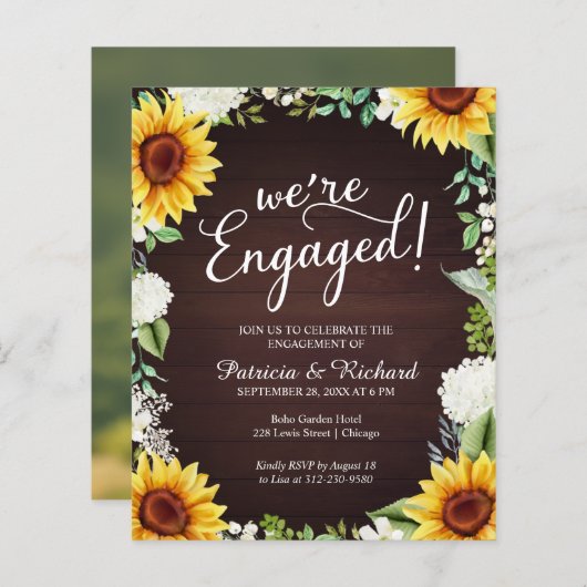 Papier Nous sommes engagés Rustic Engagement Party Invita (Devant / Derrière)