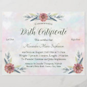 Papier Nouveau certificat de naissance commémoratif Empre (Devant)