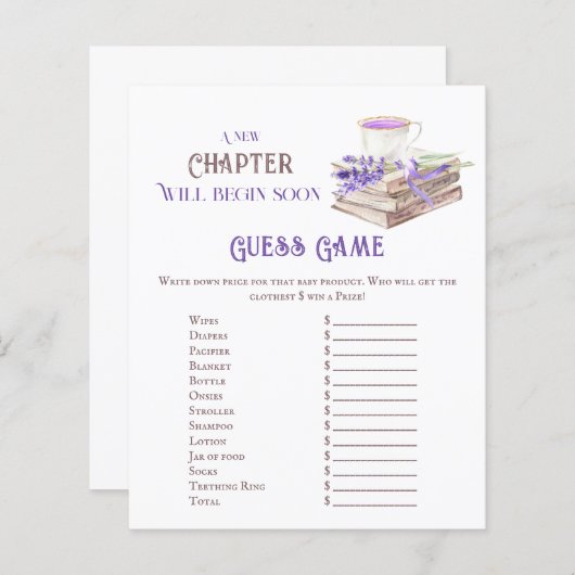 Papier Nouveau Chapitre Commencer Lavender Brunch Baby sh (Devant / Derrière)