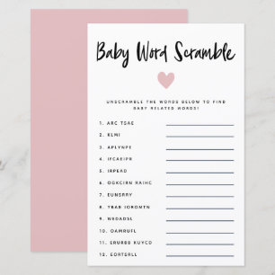 Papier Nouveau Coeur rose moderne Bébé Mot Jeu