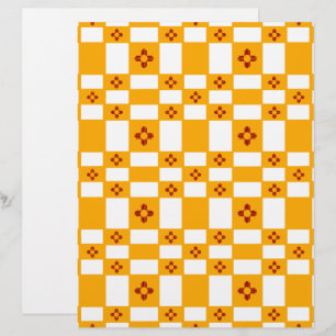 Papier Nouveau-Mexique Zia Jaune Rouge Blanc Carrés