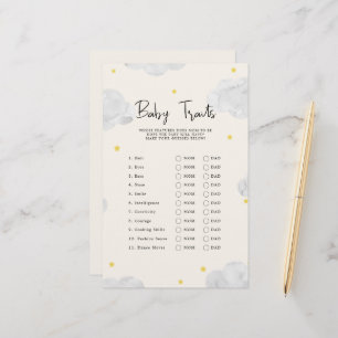Papier Nuages Baby Traits Baby shower Jeu