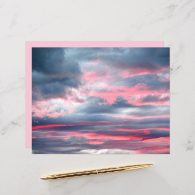 Papier Nuages Beau Pink Blanc Ciel Bleu Bleu (Devant/Arrière en situation)
