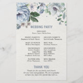 Papier Nuances de gris Dusty Blue Winter Wedding Programm (Dos)