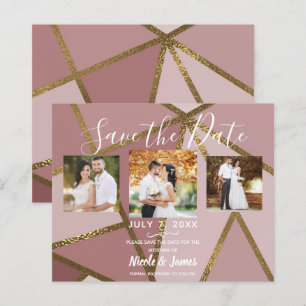 Papier Nuances de Mauve Rose et Bronze Doré Géométrique G