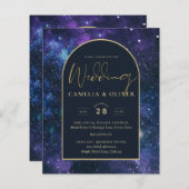 Papier NUDGET Starry Nuit violet bleu mariage INVITE (Devant / Derrière)