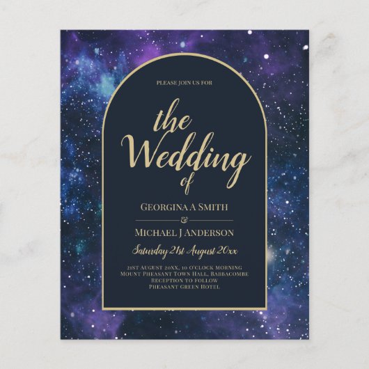 Papier NUDGET Starry Nuit violet bleu mariage INVITE (Devant)