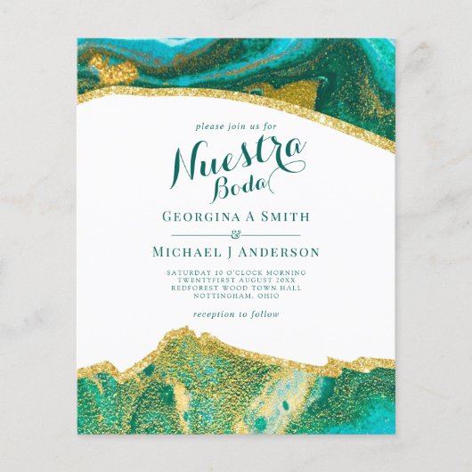Papier Nuestra Boda AGATE Gold Mariage espagnol INVITE (Devant)