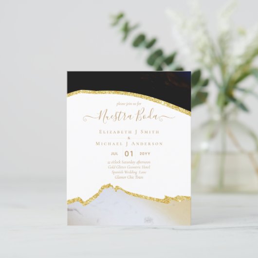 Papier Nuestra Boda AGATE Gold Mariage espagnol INVITE (Debout devant)