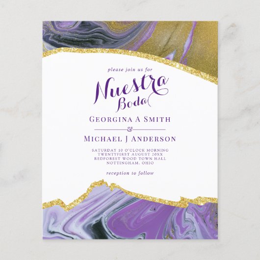 Papier Nuestra Boda AGATE Gold Mariage espagnol INVITE (Devant)
