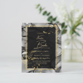 Papier NUESTRA BODA Black Gold Ink Wedding INVITE (Debout devant)