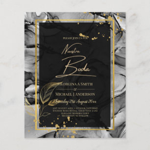Papier NUESTRA BODA Black Gold Ink Wedding INVITE