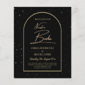 Papier NUESTRA BODA BLACK OR étoile INVITATION de nuit (Devant)
