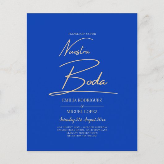Papier NUESTRA BODA Blue Monochrome Mariage NVITE (Devant)