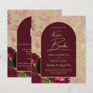 Papier Nuestra Boda Bourgogne Floral Roses Rouges Vintage