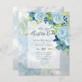 Papier NUESTRA BODA BUDGET Floral Bleu Dusty (Devant / Derrière)