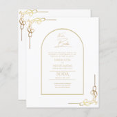 Papier Nuestra Boda Budget Or Accent Invitation bilingue (Devant / Derrière)