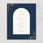 Papier Nuestra Boda Budget Or Accent Invitation bilingue (Devant)