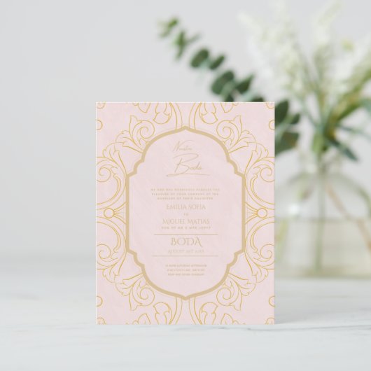 Papier Nuestra Boda Gold Frame Mariage espagnol INVITE (Debout devant)