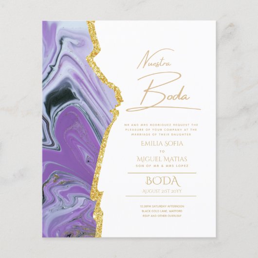 Papier Nuestra Boda Gold Texte AGATE Mariage INVITE (Devant)