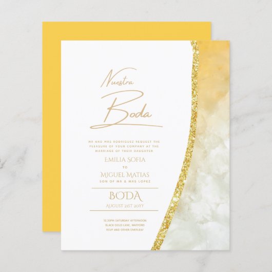 Papier Nuestra Boda Gold Texte AGATE Mariage INVITE (Devant / Derrière)