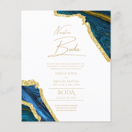 Papier Nuestra Boda Gold Texte AGATE Mariage INVITE (Devant)