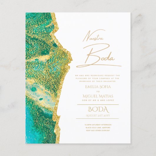Papier Nuestra Boda Gold Texte AGATE Mariage INVITE (Devant)