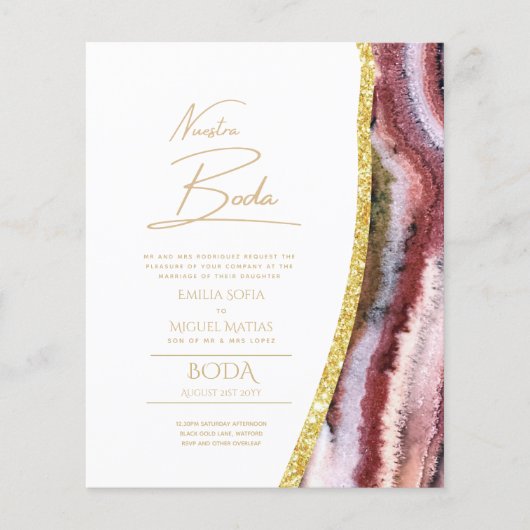 Papier Nuestra Boda Gold Texte AGATE Mariage INVITE (Devant)