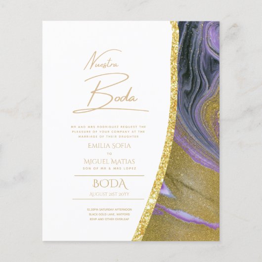 Papier Nuestra Boda Gold Texte AGATE Mariage INVITE (Devant)