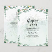 Papier Nuestra Boda Green Mariage Invitations d'or (Devant / Derrière)