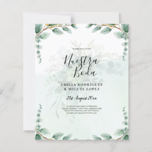 Papier Nuestra Boda Green Mariage Invitations d'or