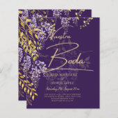 Papier Nuestra Boda Lilac Mariage Wisteria Invitation esp (Devant / Derrière)