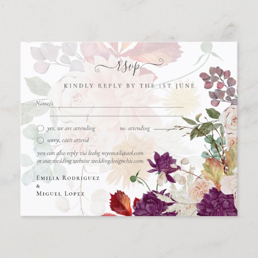 Papier NUESTRA BODA Plum Fall Floral Mariage espagnol (Devant)