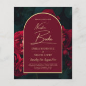 Papier NUESTRA BODA Red Roses Forest Green INVITATION d'h (Devant)