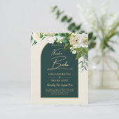 Papier NUESTRA BODA Vert Or Blanc Roses INVITATION d'hive (Debout devant)