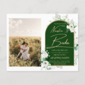 Papier NUESTRA BODA White Roses Espagnol Photo Invitation (Devant)