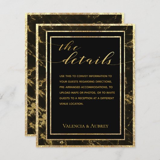 Papier Nuits En Granite & Or Détails Mariage Encadré (Devant / Derrière)