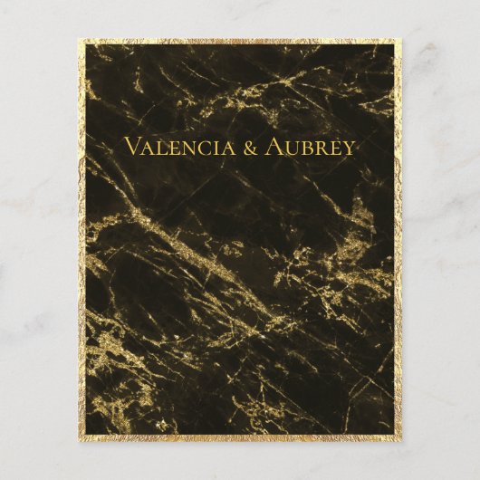Papier Nuits En Granite & Or Détails Mariage Encadré (Dos)
