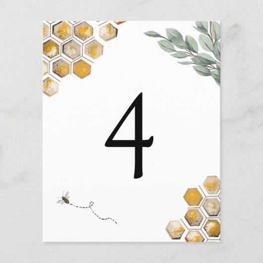 Papier Numéro de table de la douche d'abeille et d'eucaly (Devant)