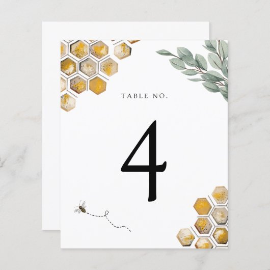 Papier Numéro de table de la douche d'abeille et d'eucaly (Devant / Derrière)