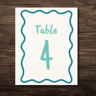 Papier Numéro de table de mariage à bordure ondulée gras