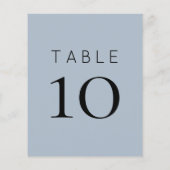 Papier Numéro de table de mariage bleu poussiéreux simple (Dos)