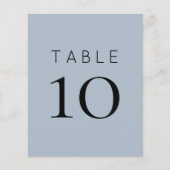 Papier Numéro de table de mariage bleu poussiéreux simple (Devant)