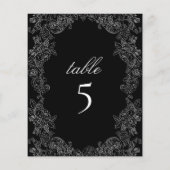 Papier Numéro de table de mariage gothique noir et blanc (Dos)