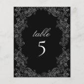 Papier Numéro de table de mariage gothique noir et blanc (Devant)