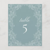 Papier Numéro de table de mariage Régence bleu poussiéreu (Dos)