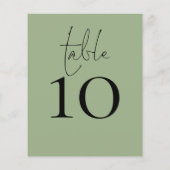 Papier Numéro de table de mariage vert sauge script (Dos)