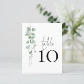 Papier Numéro de table du Mariage de script Eucalyptus (Debout devant)