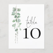 Papier Numéro de table du Mariage de script Eucalyptus (Dos)